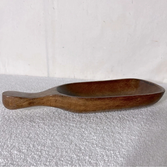 Vintage Carved Wood  Bowl With Handle - Picture 9 of 15